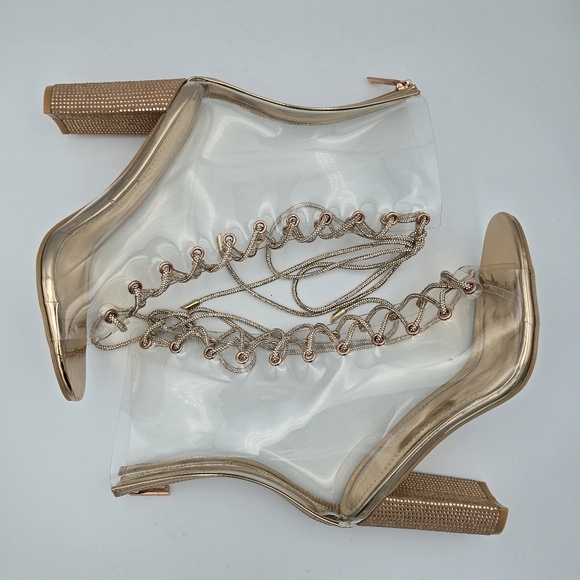 NWOT Cape Robbin Lookey Rose Gold Clear See-through Transparent Heeled Booties - Picture 10 of 16